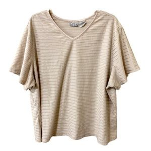 Basic Editions Plus Size Top - Tan/Cream - 3X